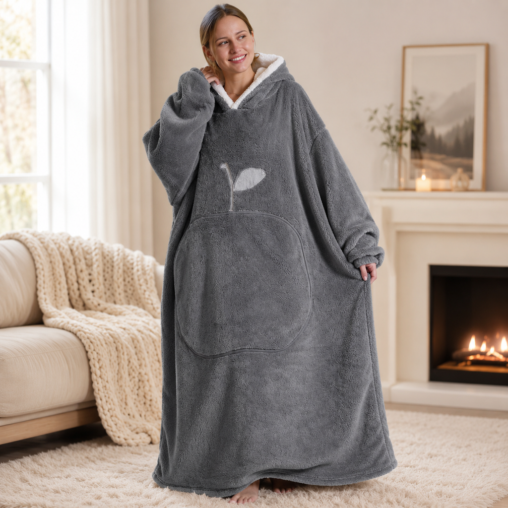 Long Light Grey Blanket Hoodie