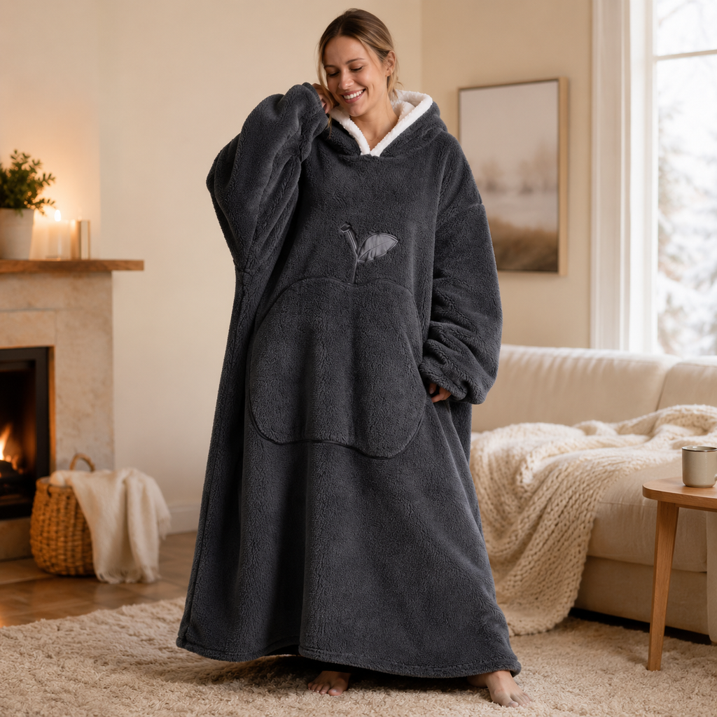 Long Dark Grey Blanket Hoodie