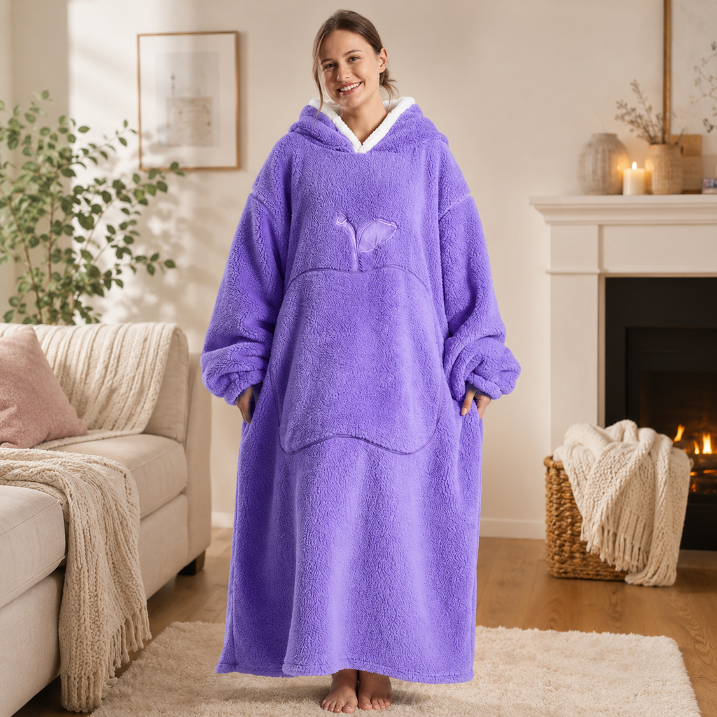 Long Purple Blanket Hoodie