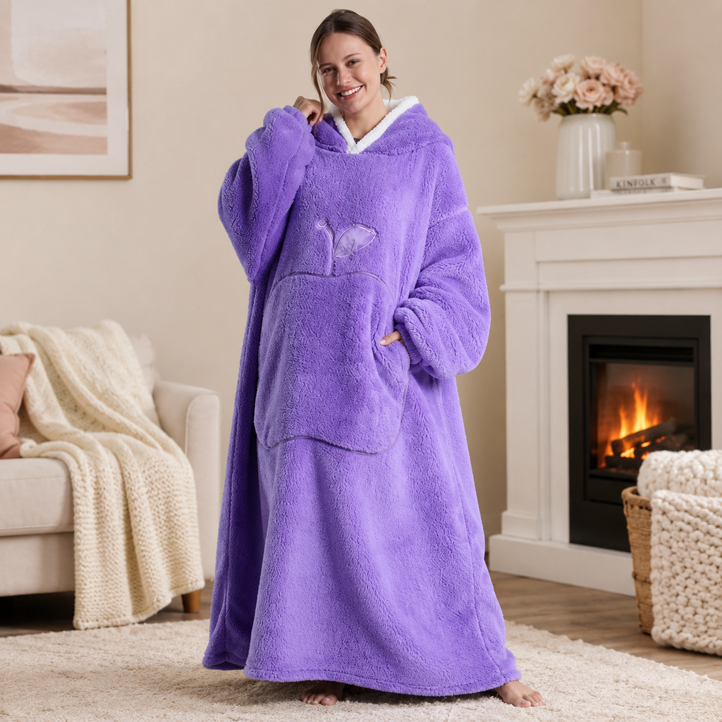 Long Purple Blanket Hoodie
