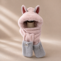 Pink & Grey Fluffy Fox Hat Scarf
