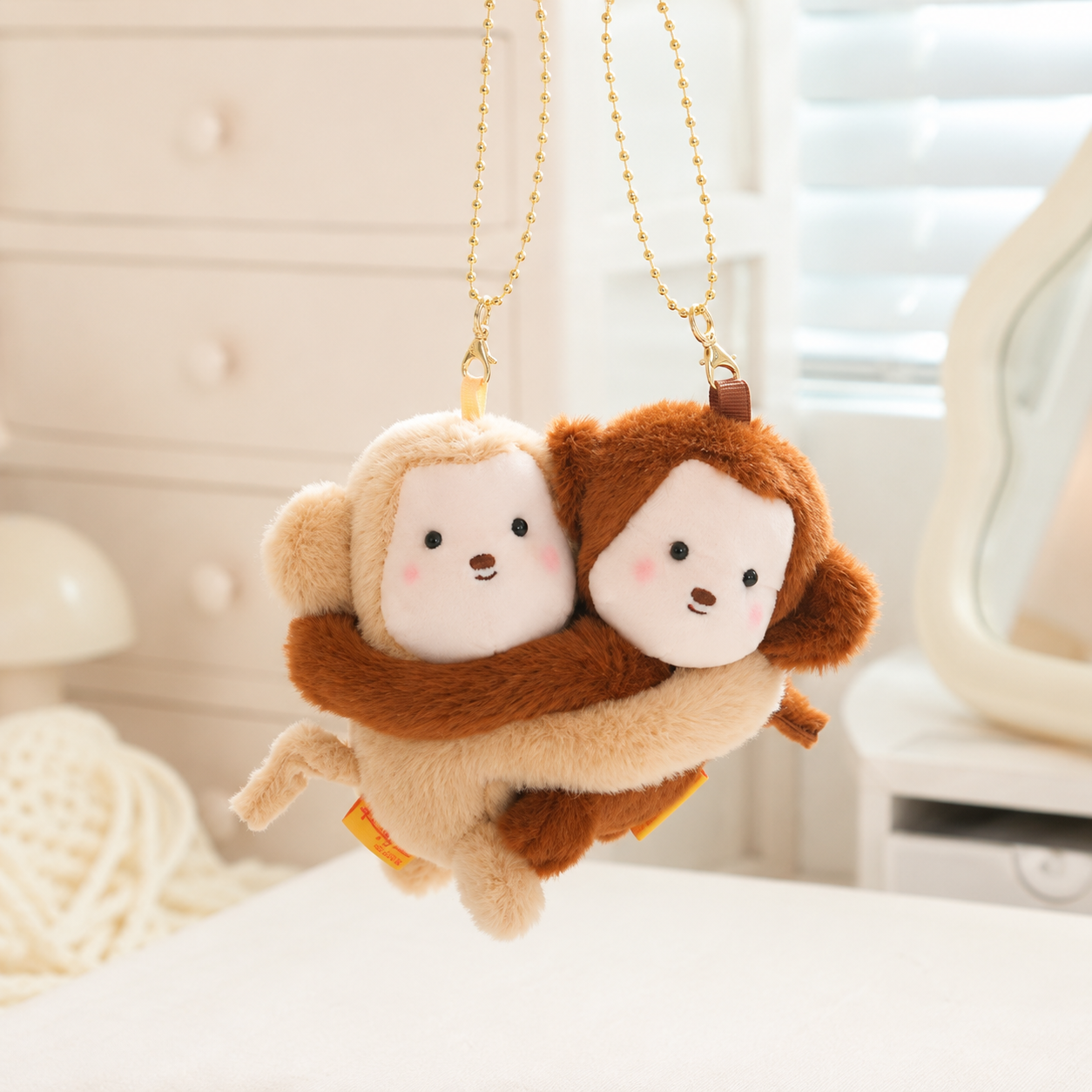 Hugging Monkey Couple Keychains