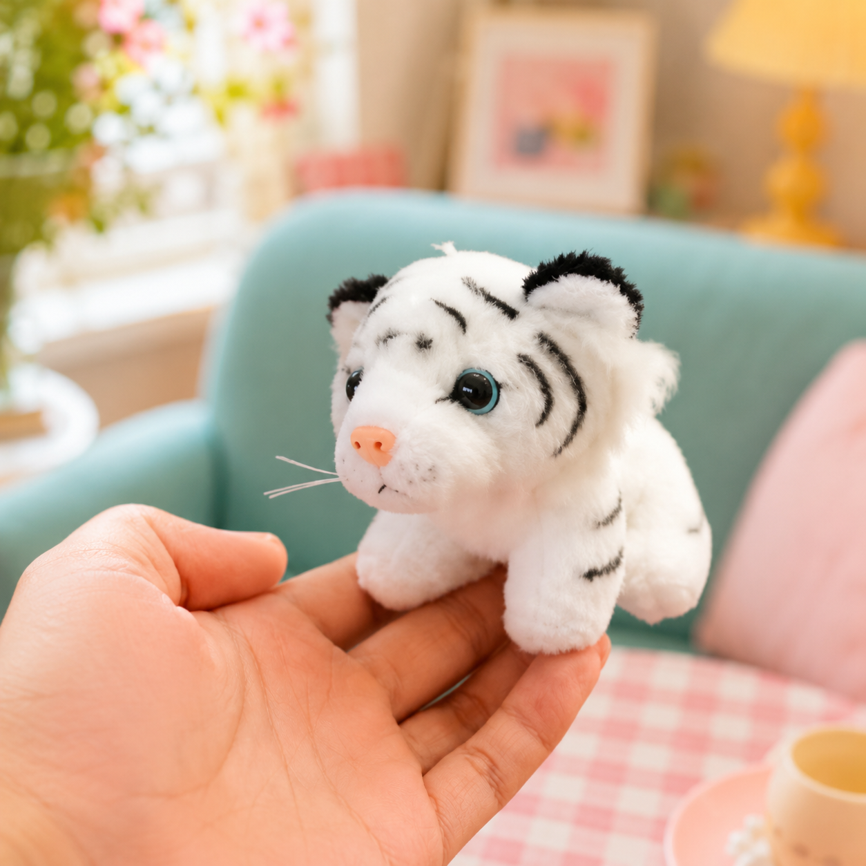 Small White Tiger Keychain Plush
