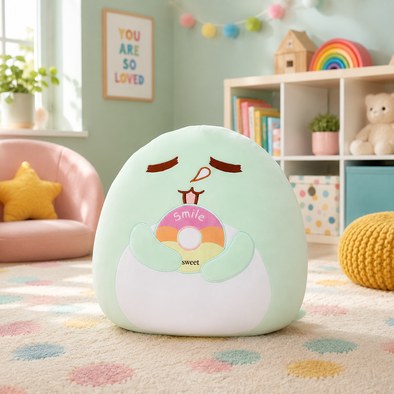 Puffy Donut Eating Dino Plush