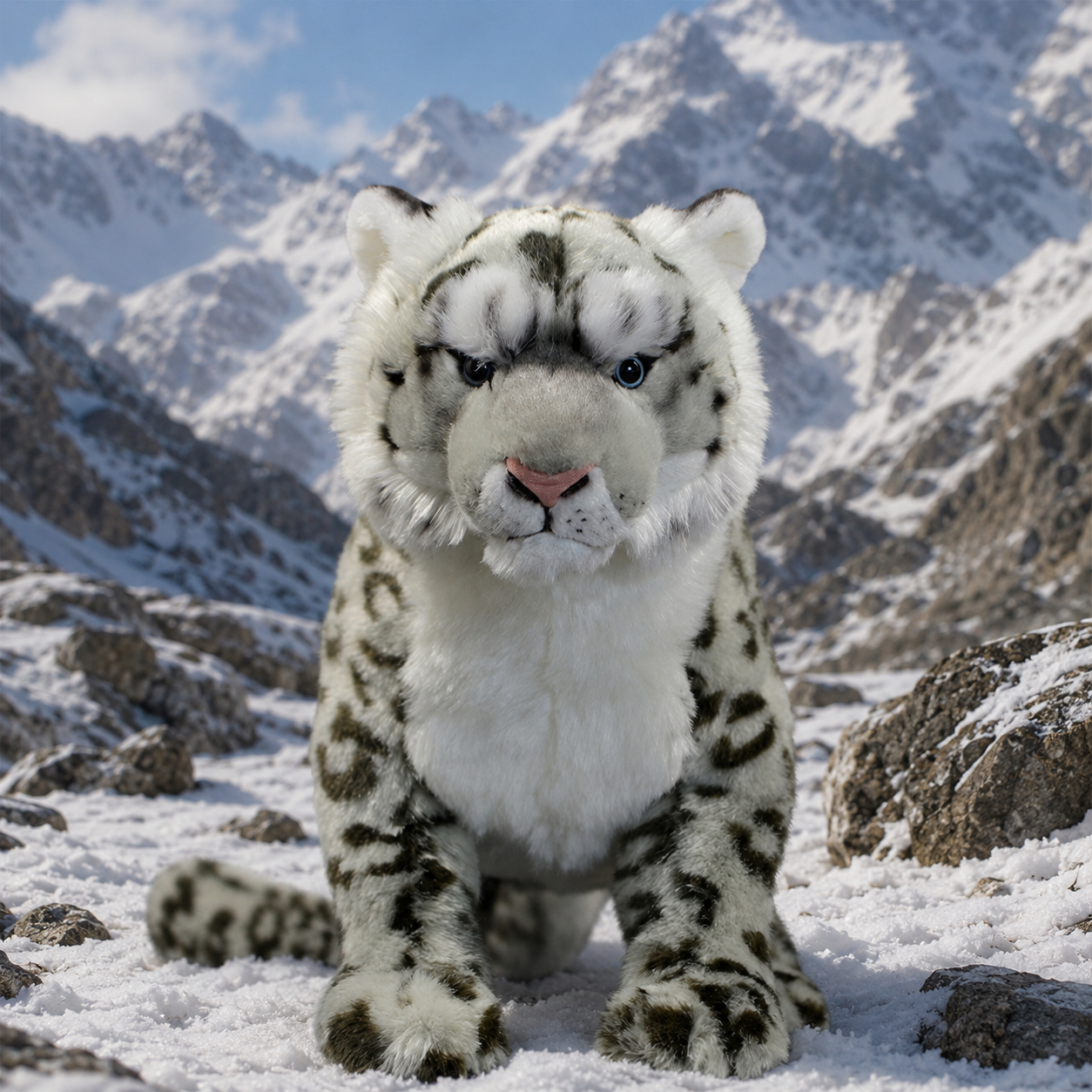 Realistic Snow Leopard Plush