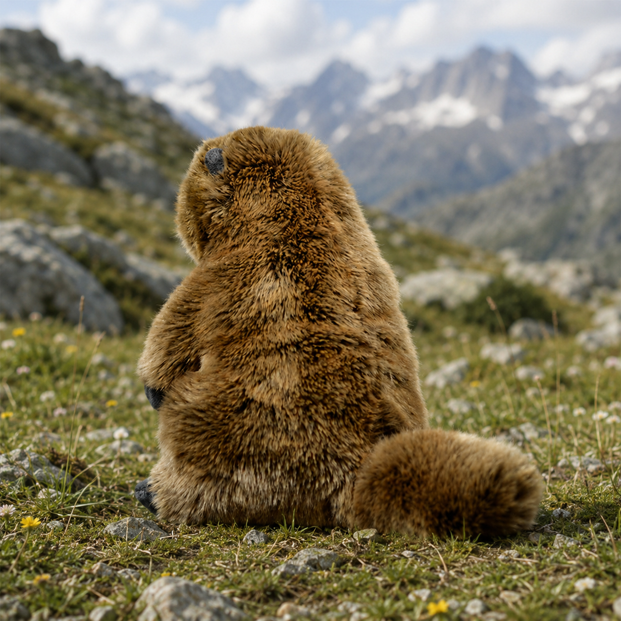 Realistic Fluffy Marmot Plush