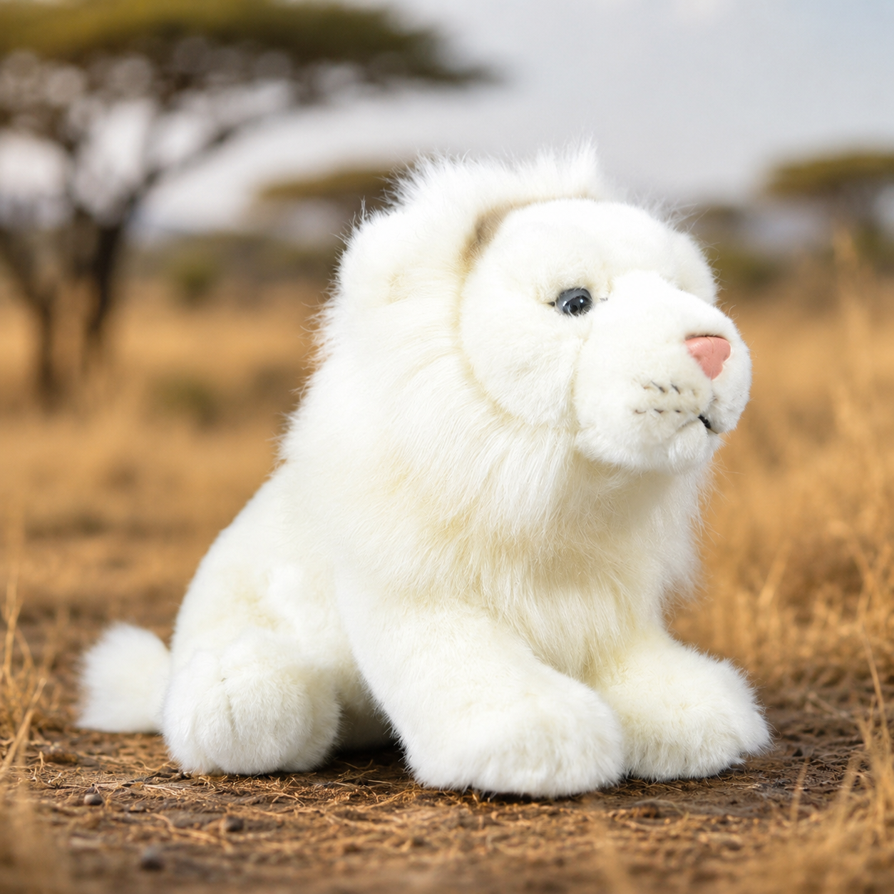 Realistic White Lion Plush