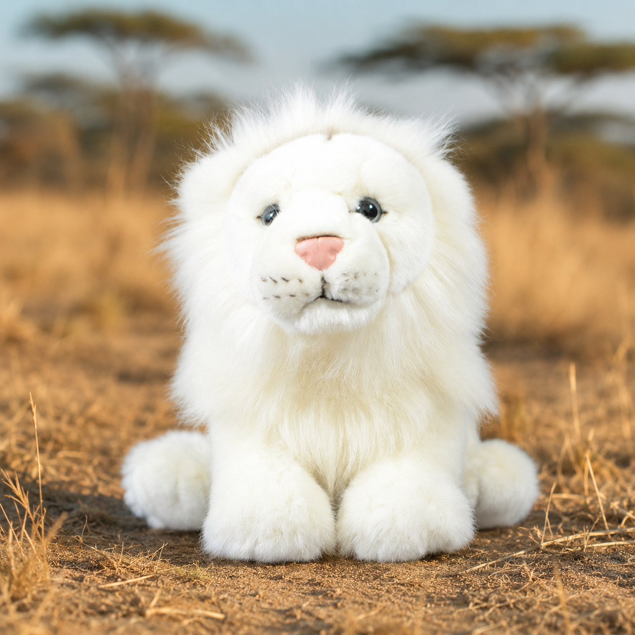 Realistic White Lion Plush