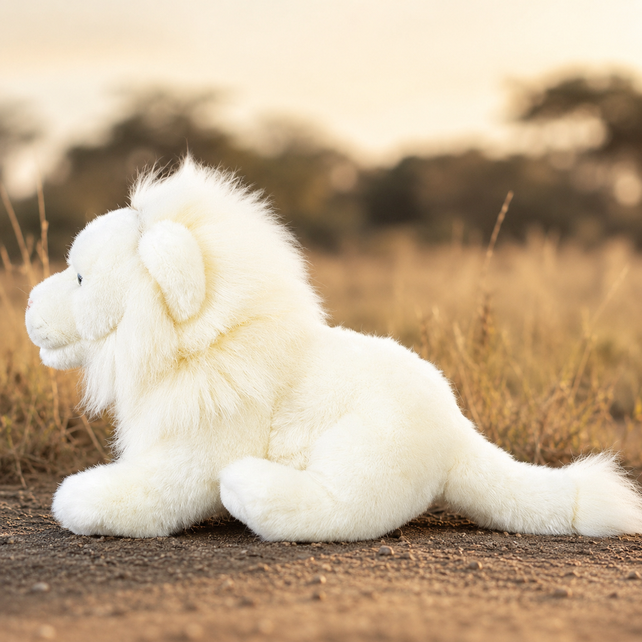 Realistic White Lion Plush