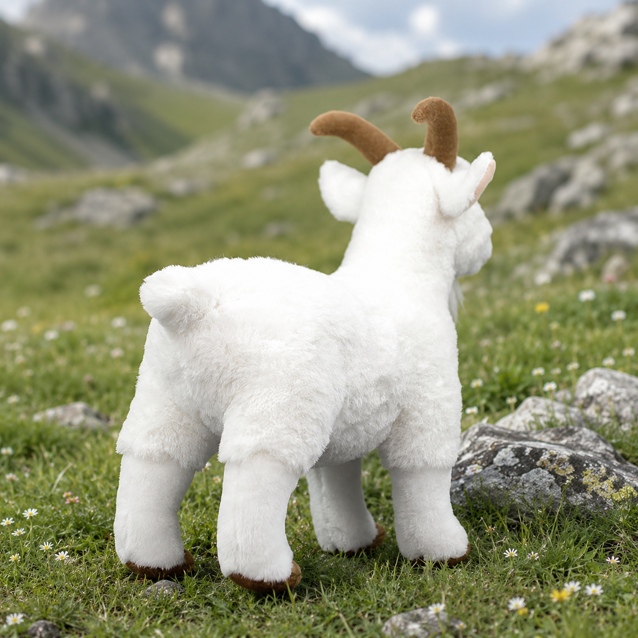 Realistic White Goat Plush