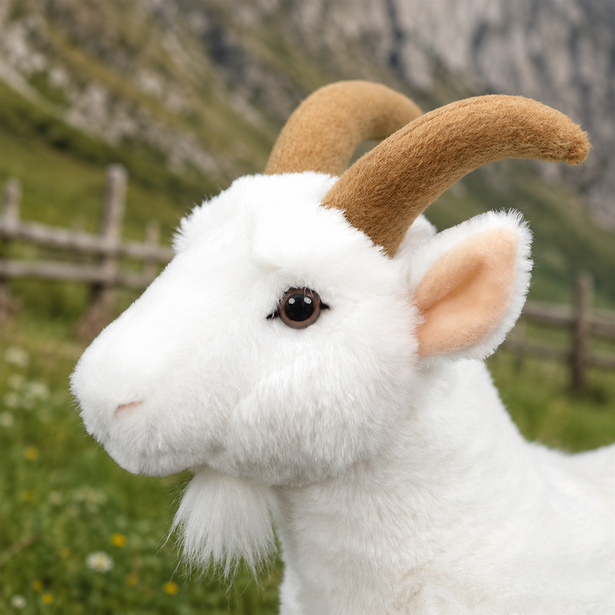 Realistic White Goat Plush