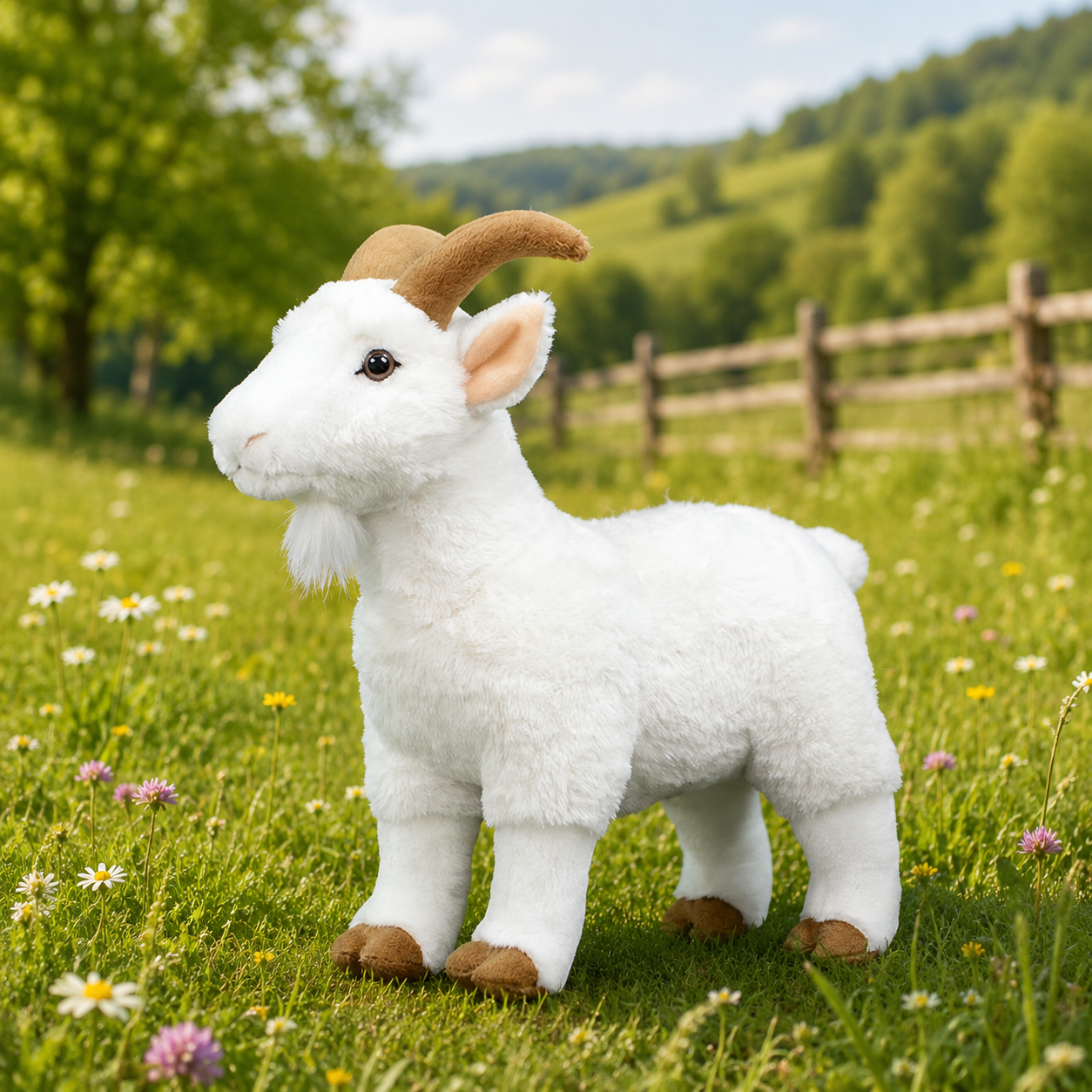 Realistic White Goat Plush