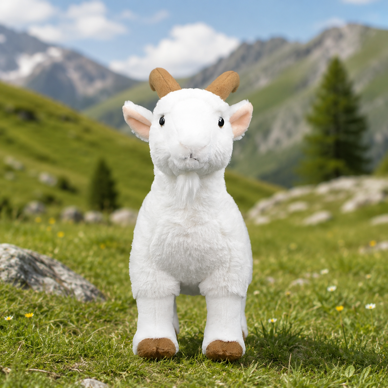 Realistic White Goat Plush