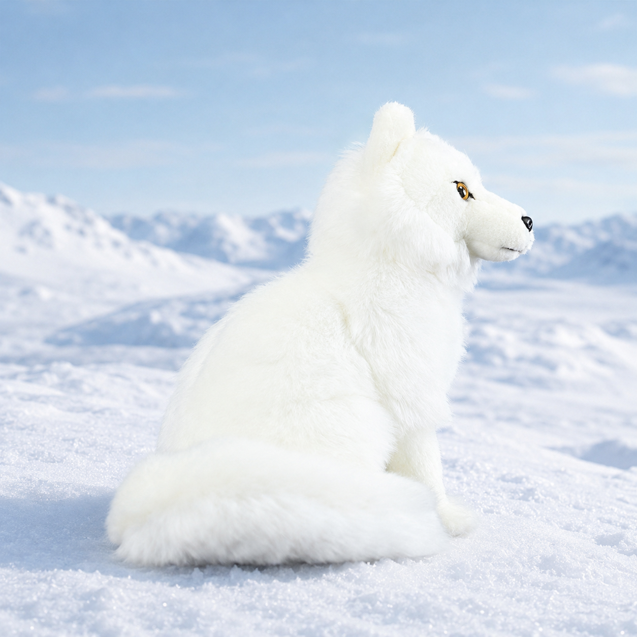 Realistic White Fox Plush