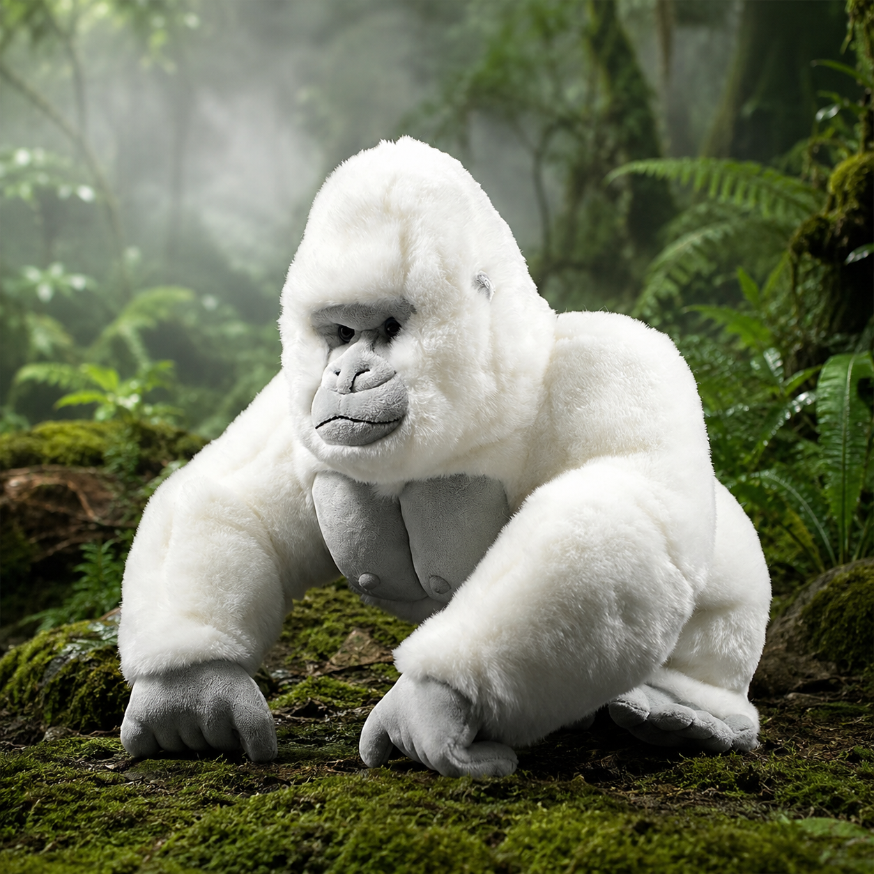 Realistic White Gorilla Plush
