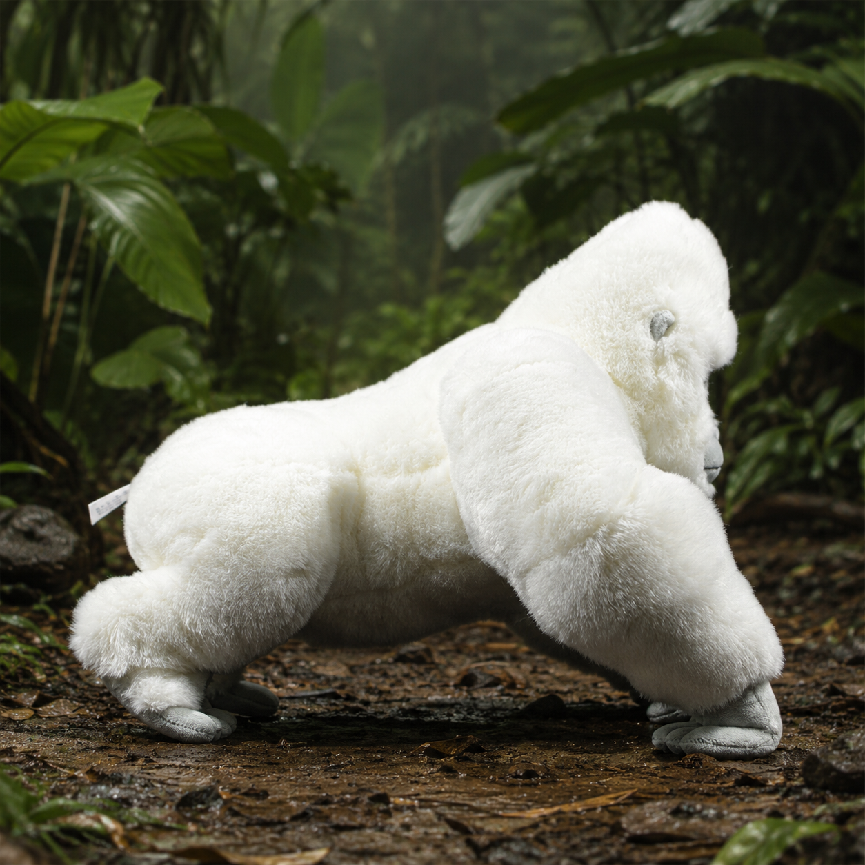 Realistic White Gorilla Plush