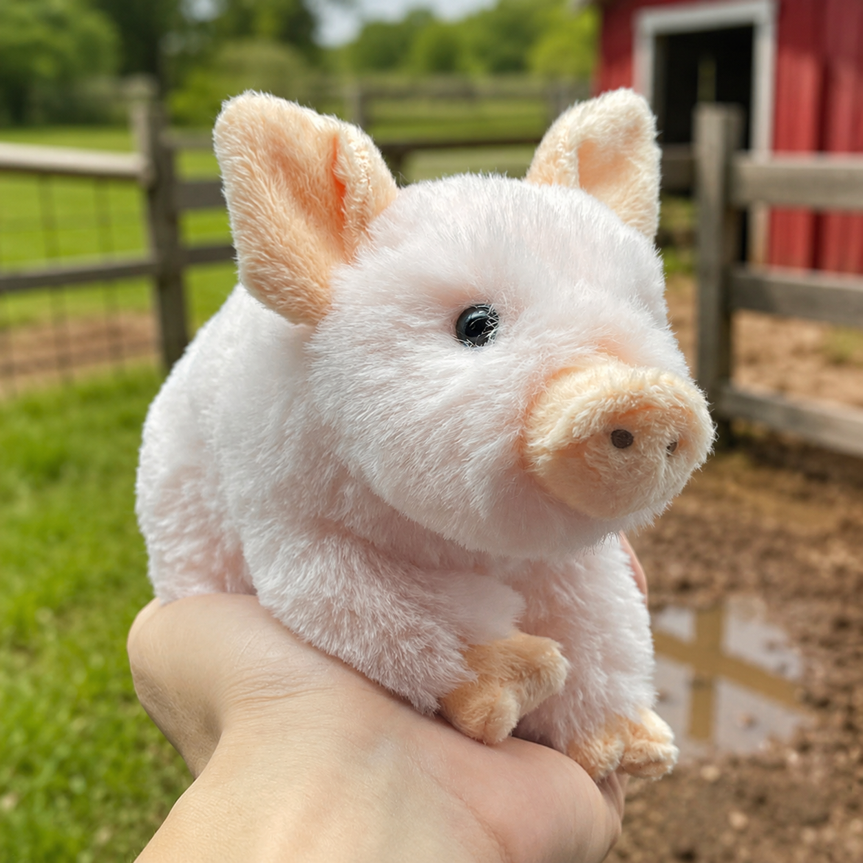 Realistic Fluffy Pig Plush