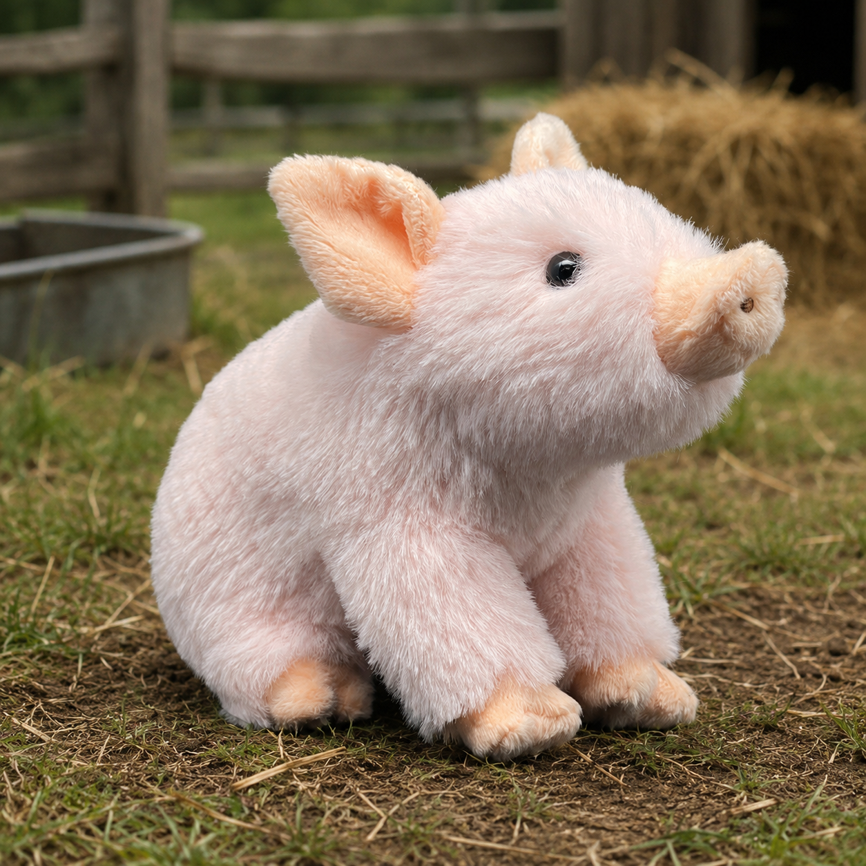 Realistic Fluffy Pig Plush