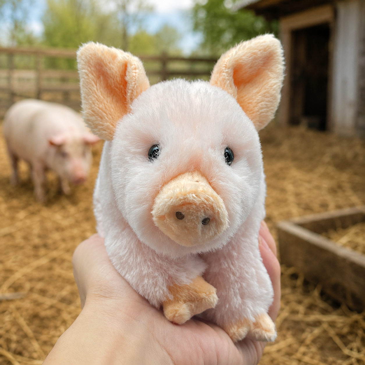 Realistic Fluffy Pig Plush