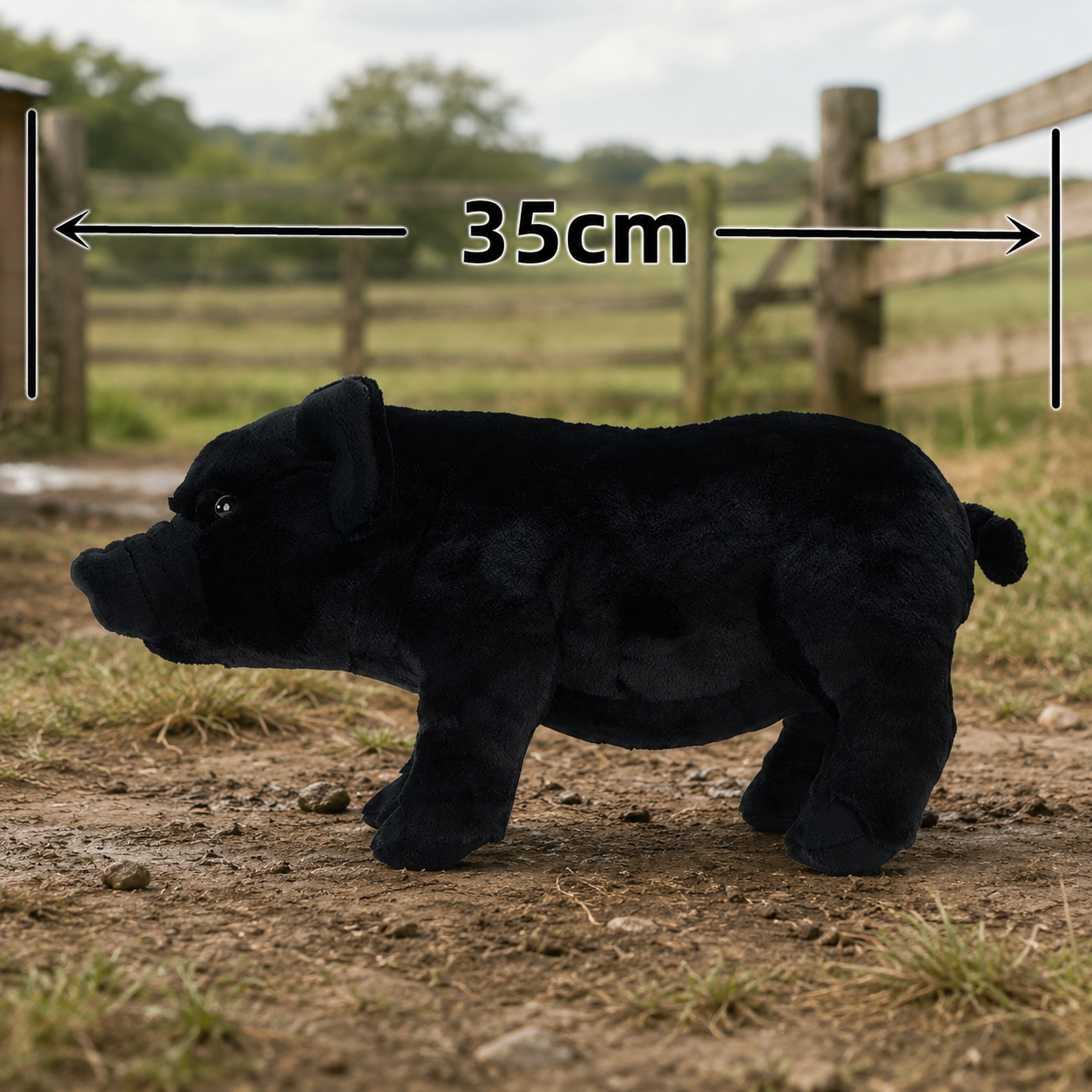 Realistic Black Pig Plush