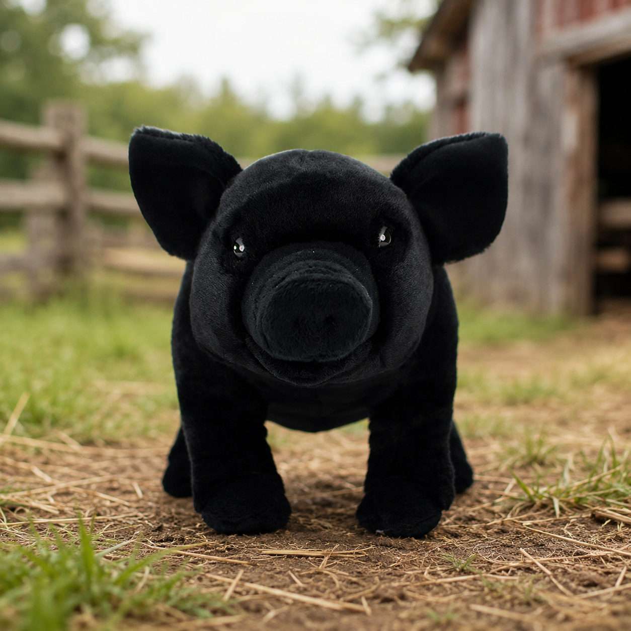 Realistic Black Pig Plush