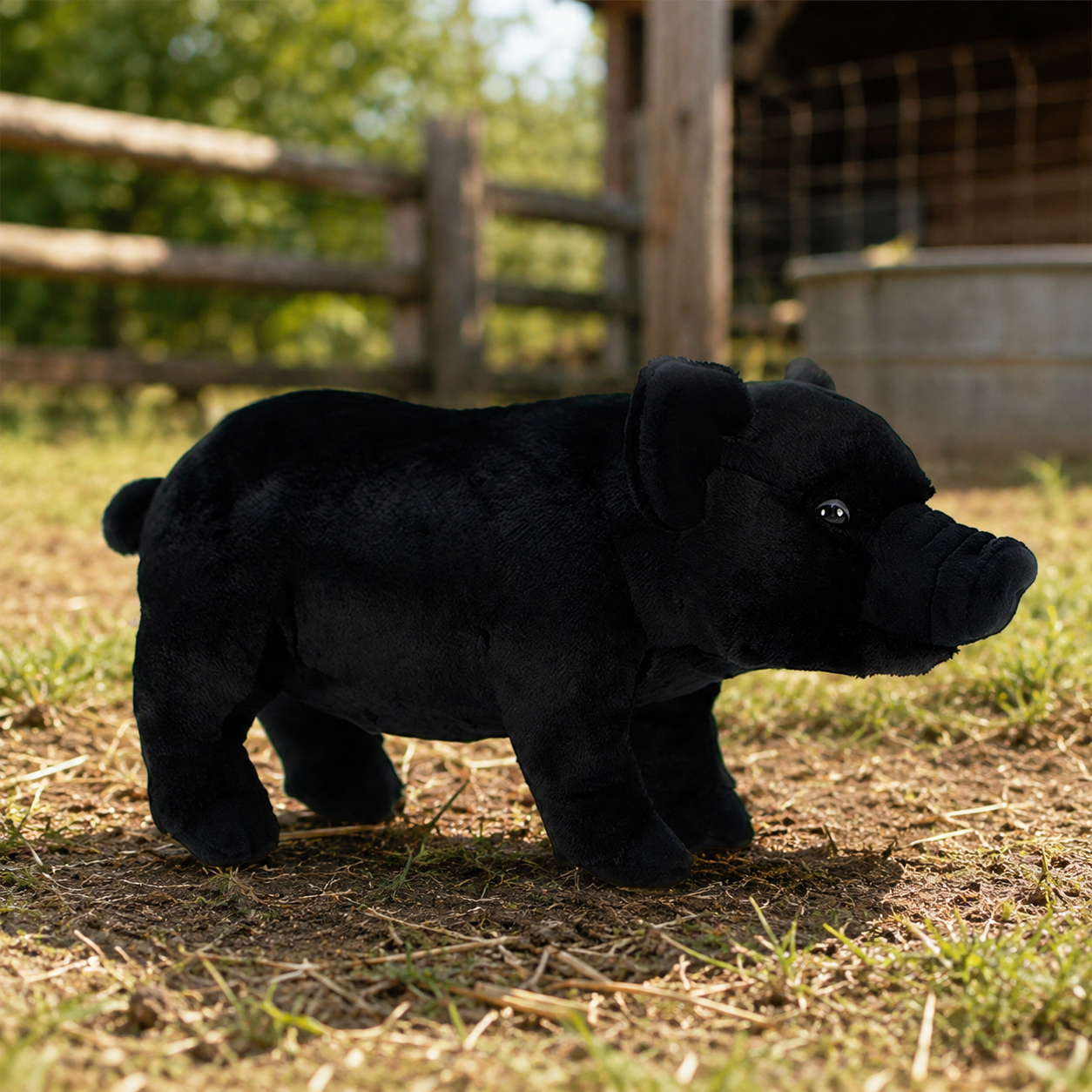 Realistic Black Pig Plush