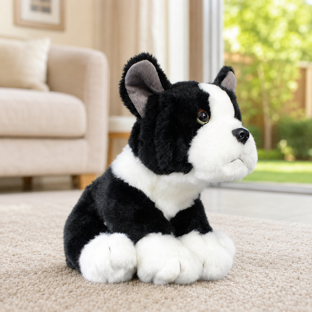 Realistic Boston Terrier Puppy Plush