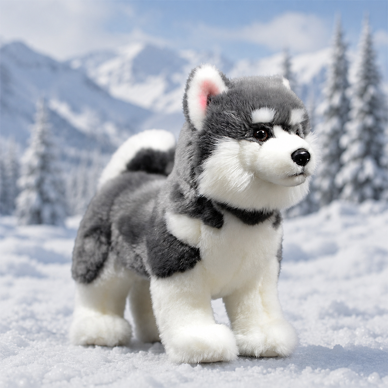 Realistic Alaskan Malamute Dog Plush