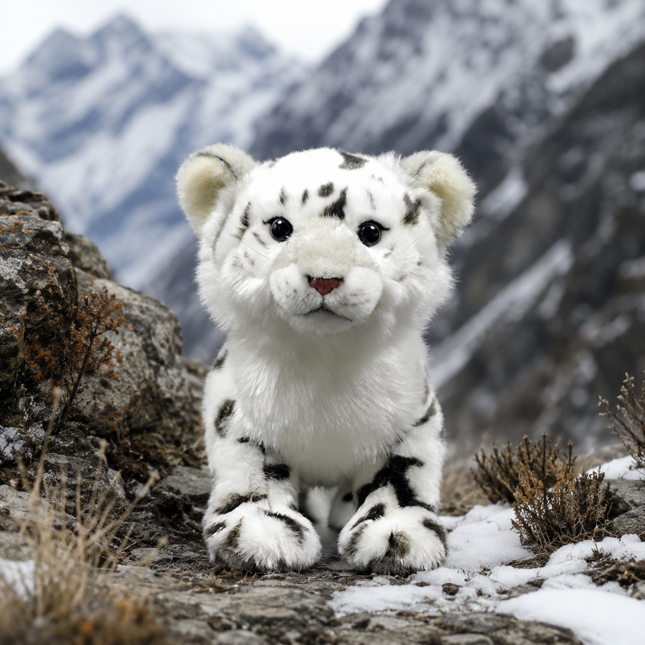 Realistic Baby Snow Leopard Plush