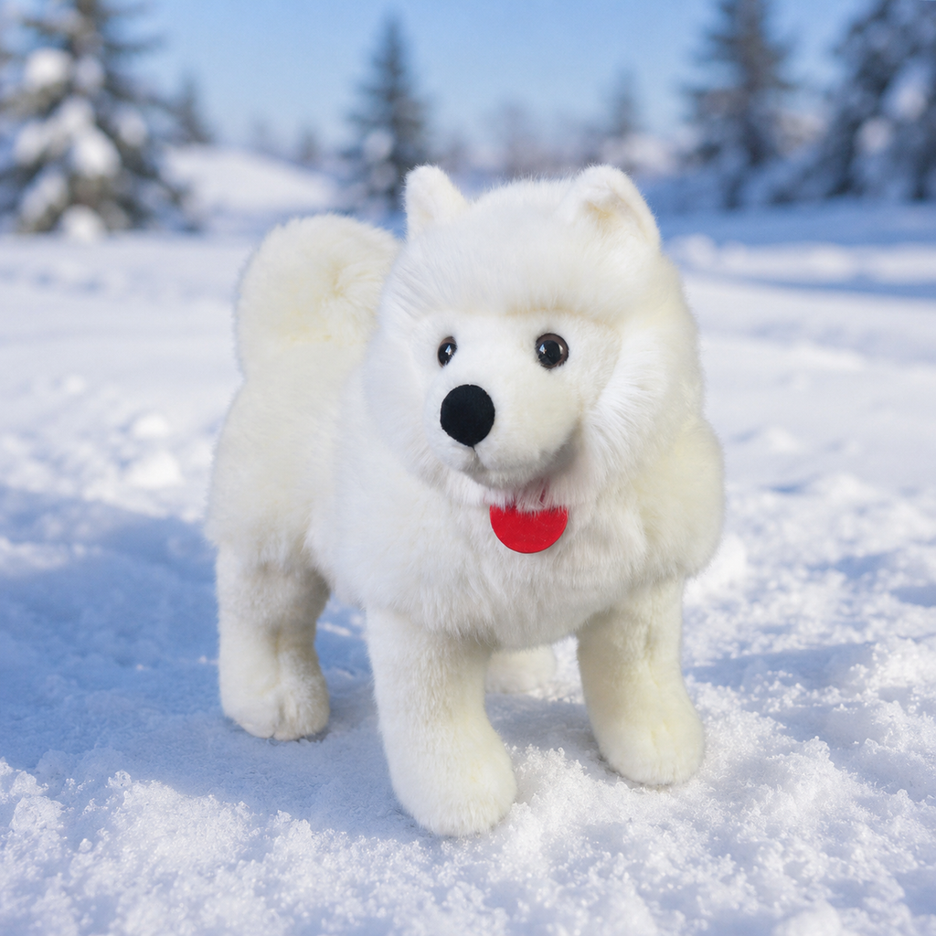 Realistic Cute Samoyed Dog Plush – Plush Passion