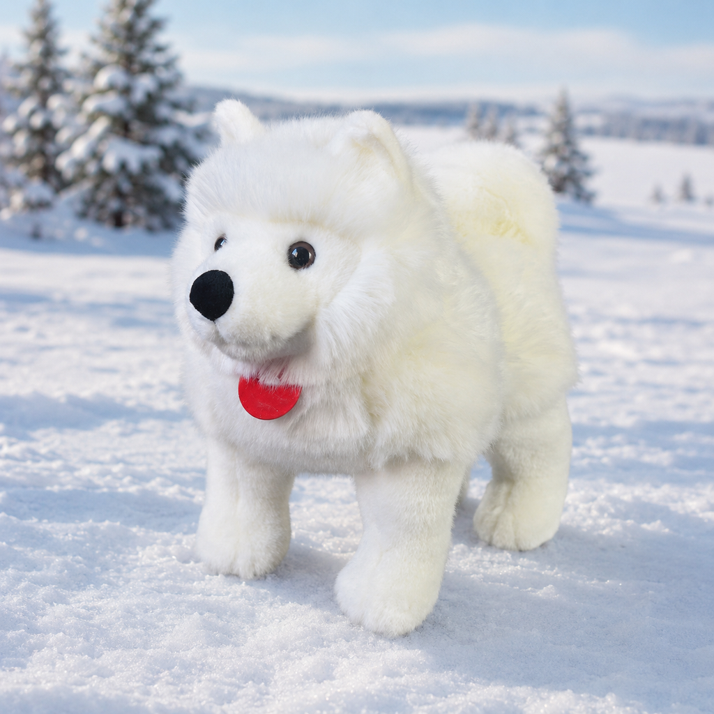 Realistic Cute Samoyed Dog Plush – Plush Passion