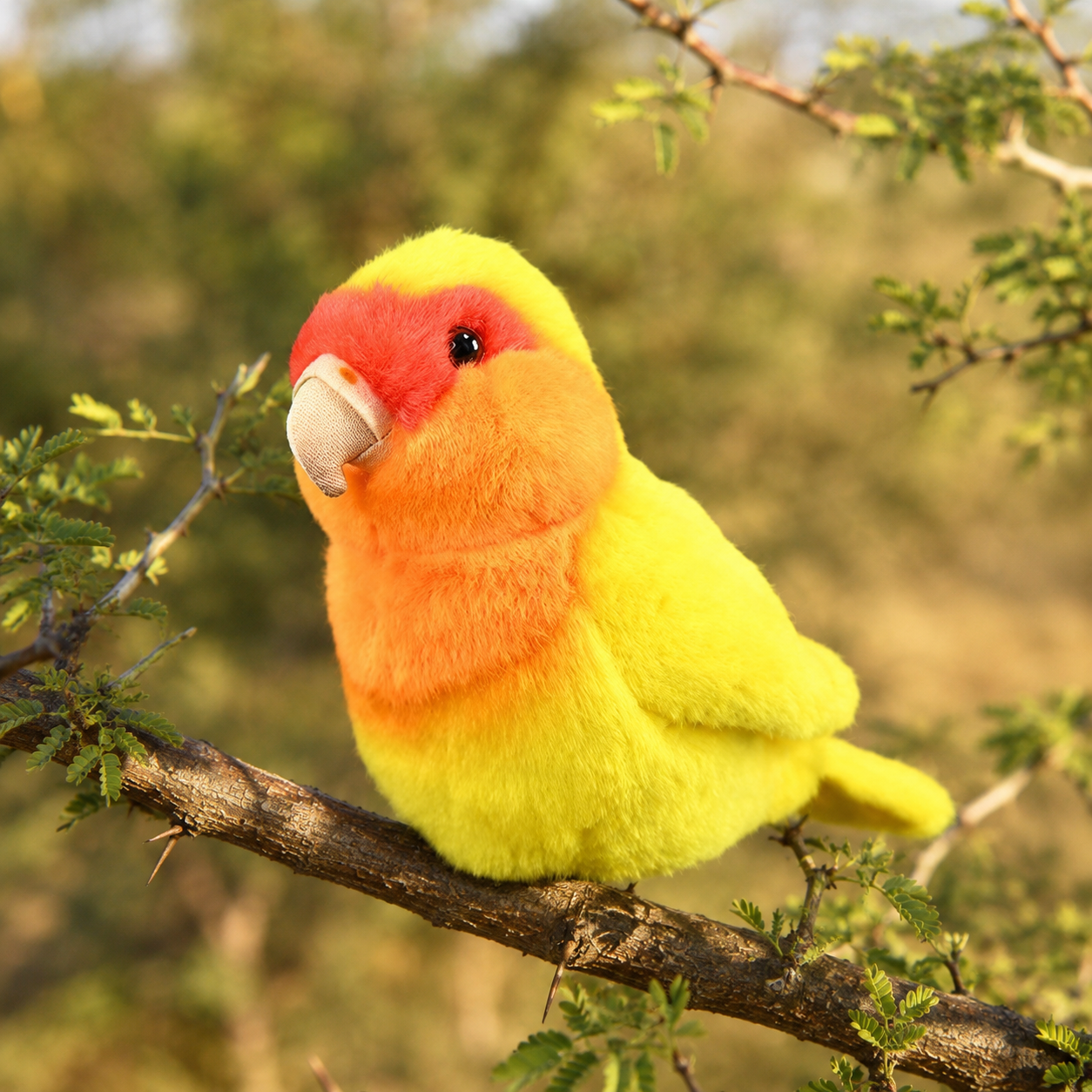 Realistic Yellow Rosy Love Bird Plush