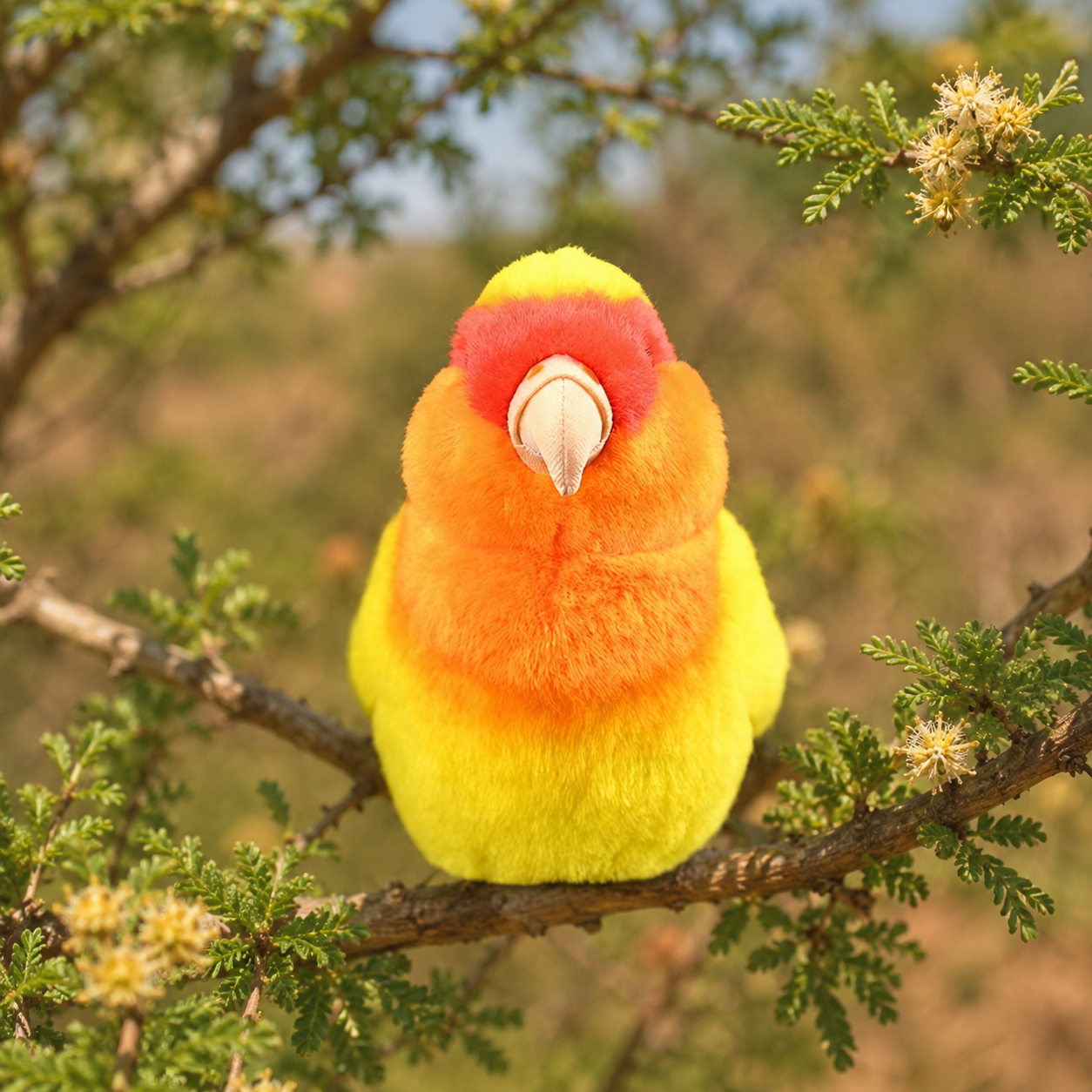 Realistic Yellow Rosy Love Bird Plush