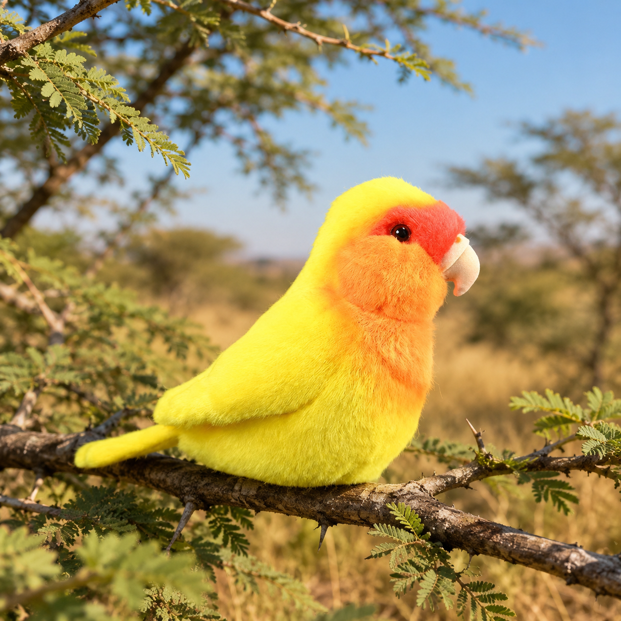 Realistic Yellow Rosy Love Bird Plush