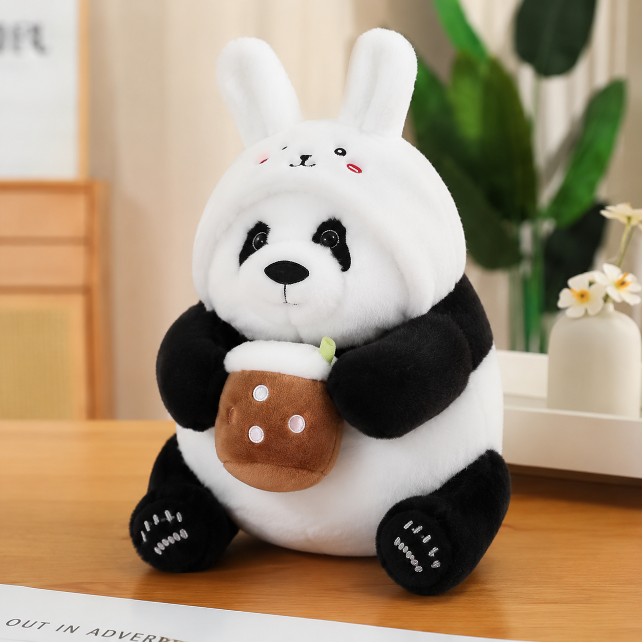 Bunny Head Panda Plush