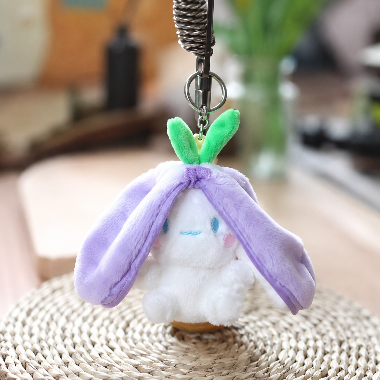 Eggplant Bunny Keychain Plush