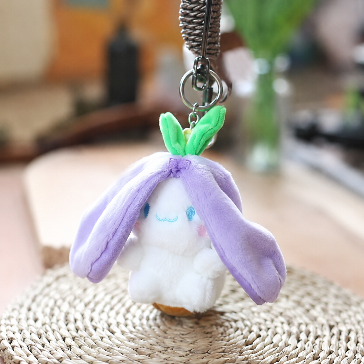 Eggplant Bunny Keychain Plush