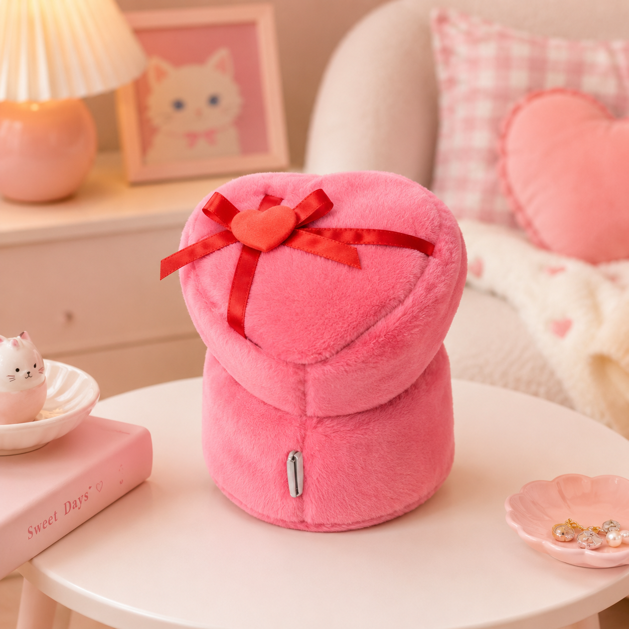 Adorable Cat In Heart Box
