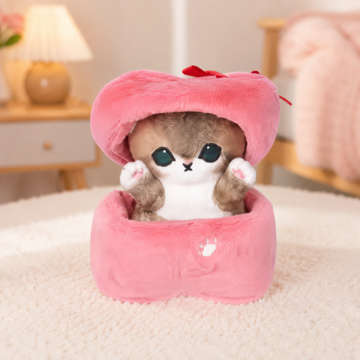 Adorable Cat In Heart Box