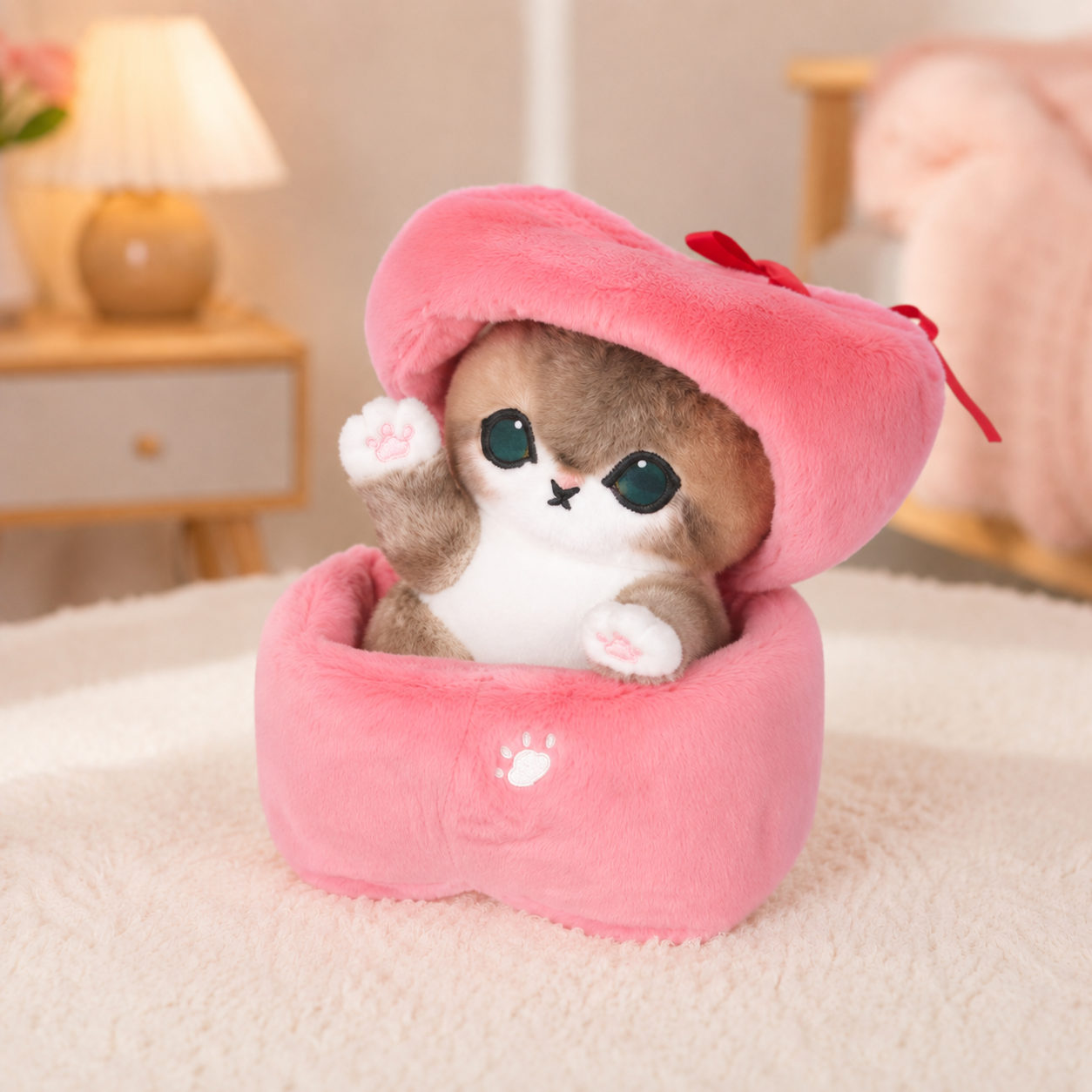 Adorable Cat In Heart Box