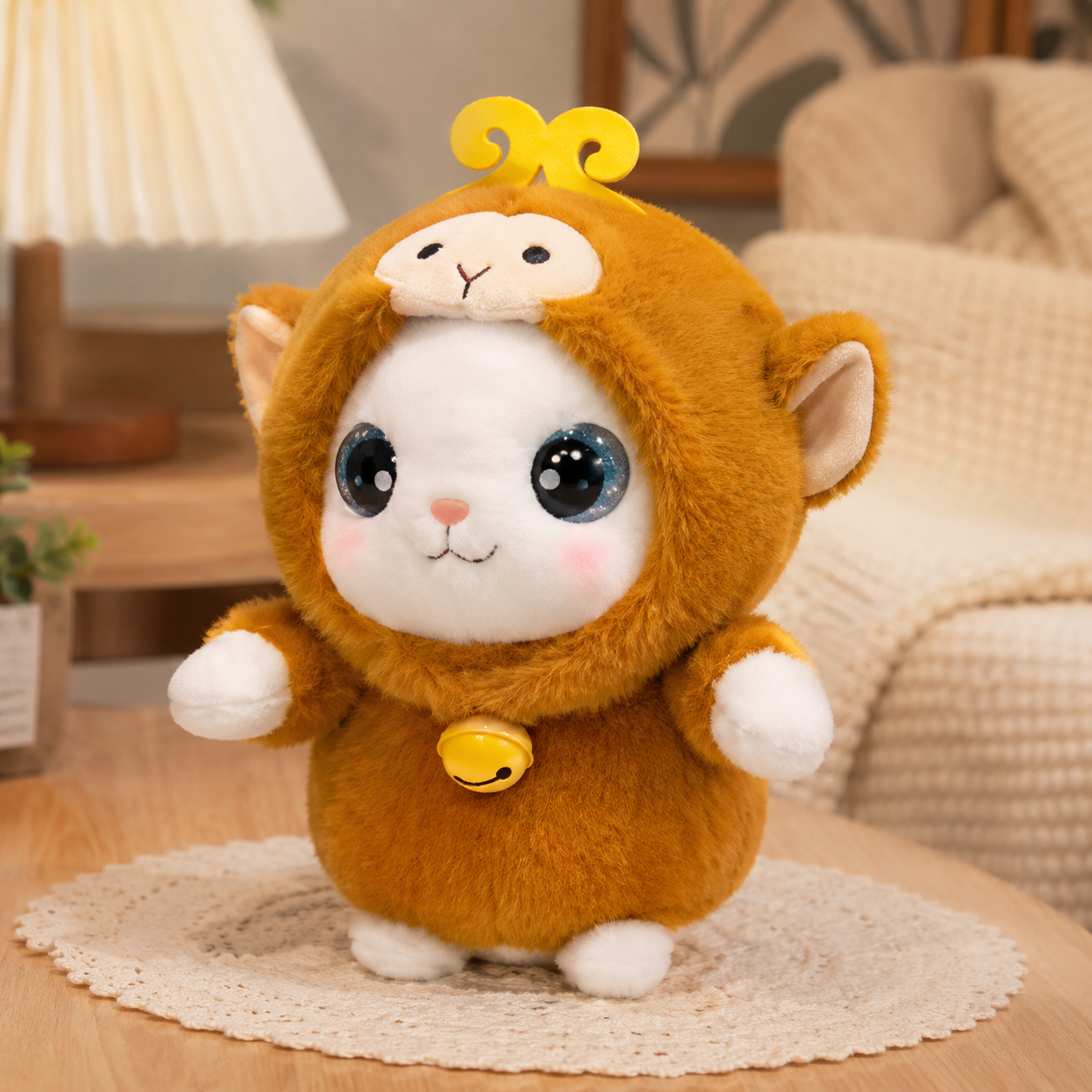 Kawaii Fluffy Cat Monkey Plush