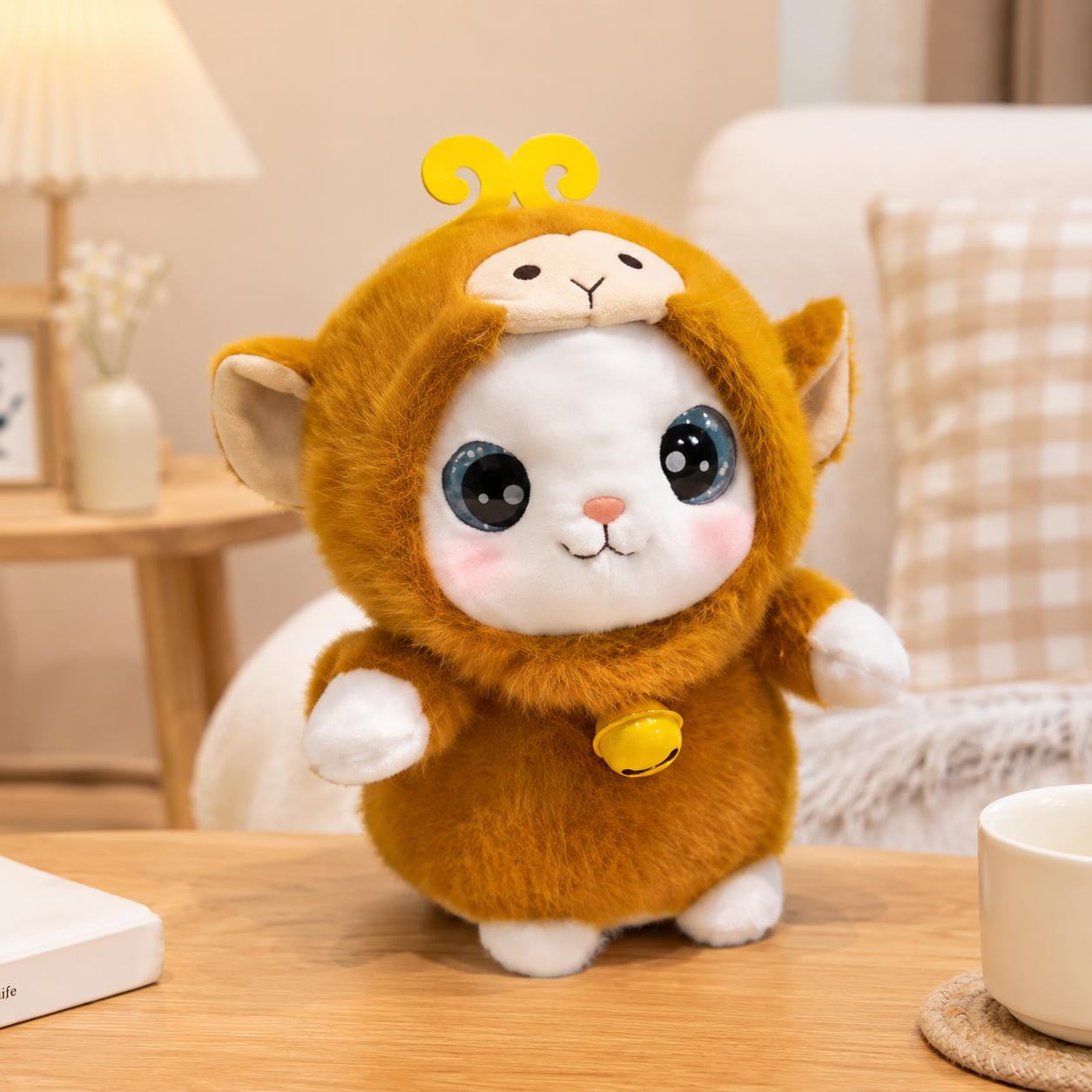 Kawaii Fluffy Cat Monkey Plush