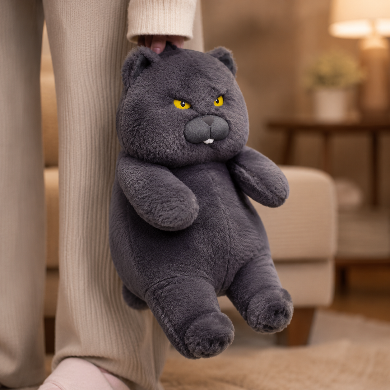 Fat Angry Black Cat Plush