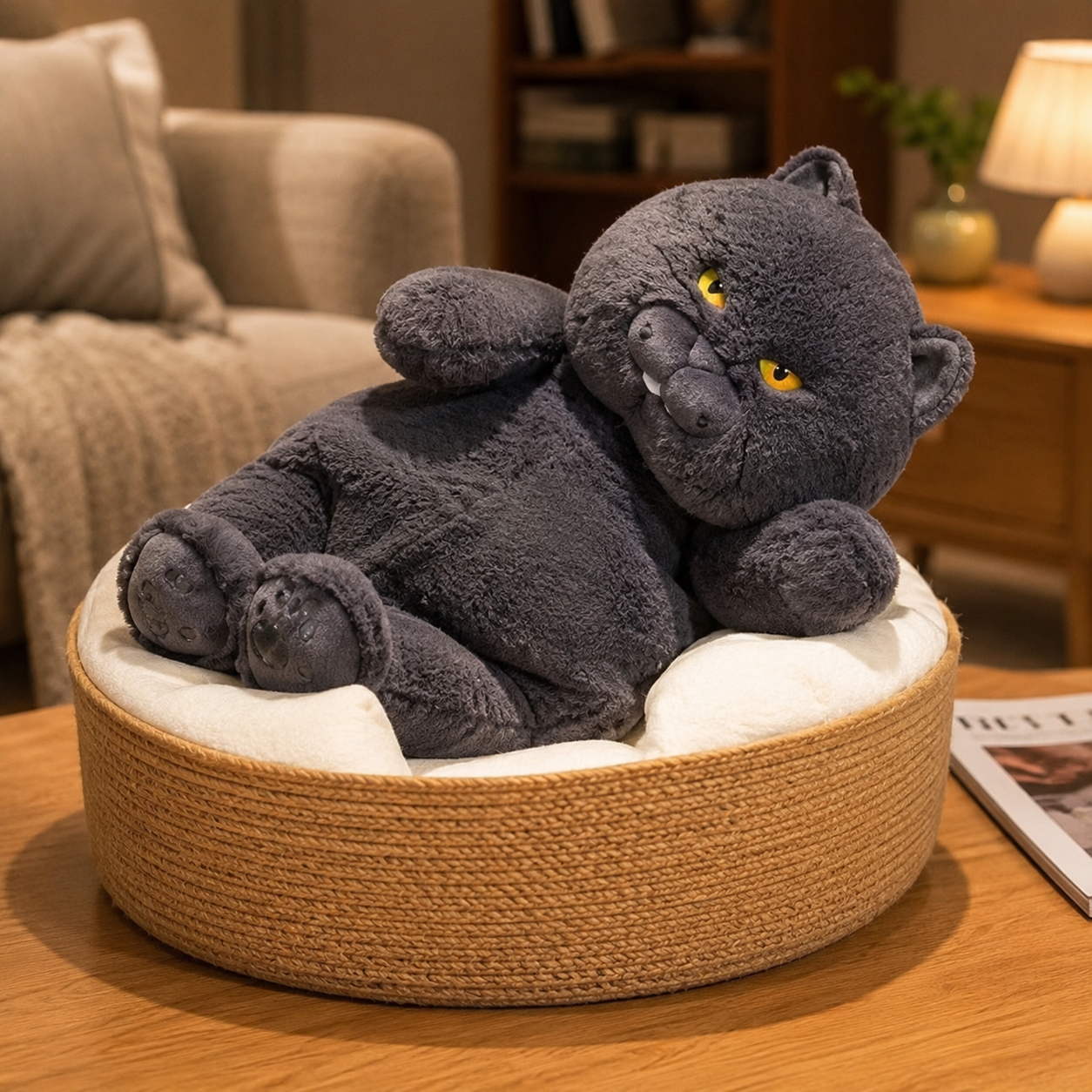 Fat Angry Black Cat Plush