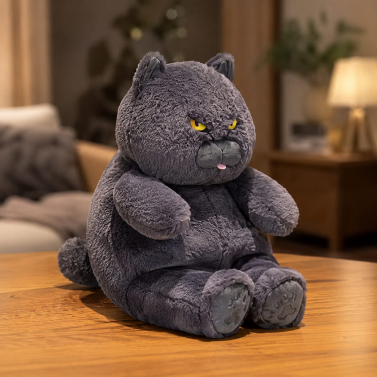 Fat Angry Black Cat Plush
