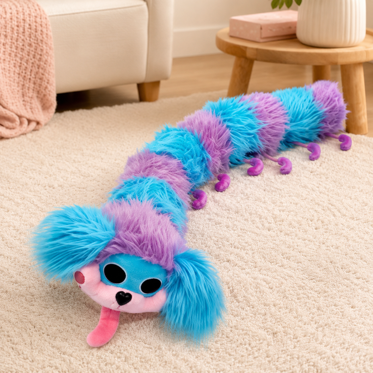 Long Fluffy Colorful Caterpillar Plush
