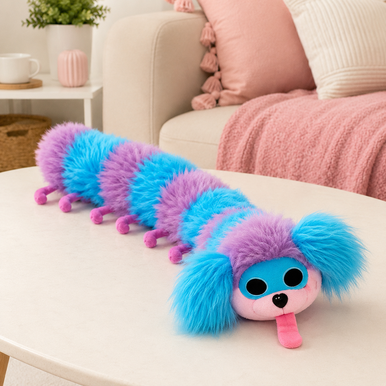 Long Fluffy Colorful Caterpillar Plush
