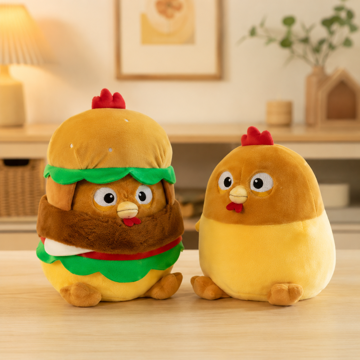 Removable Burger Hat Chicken Plush