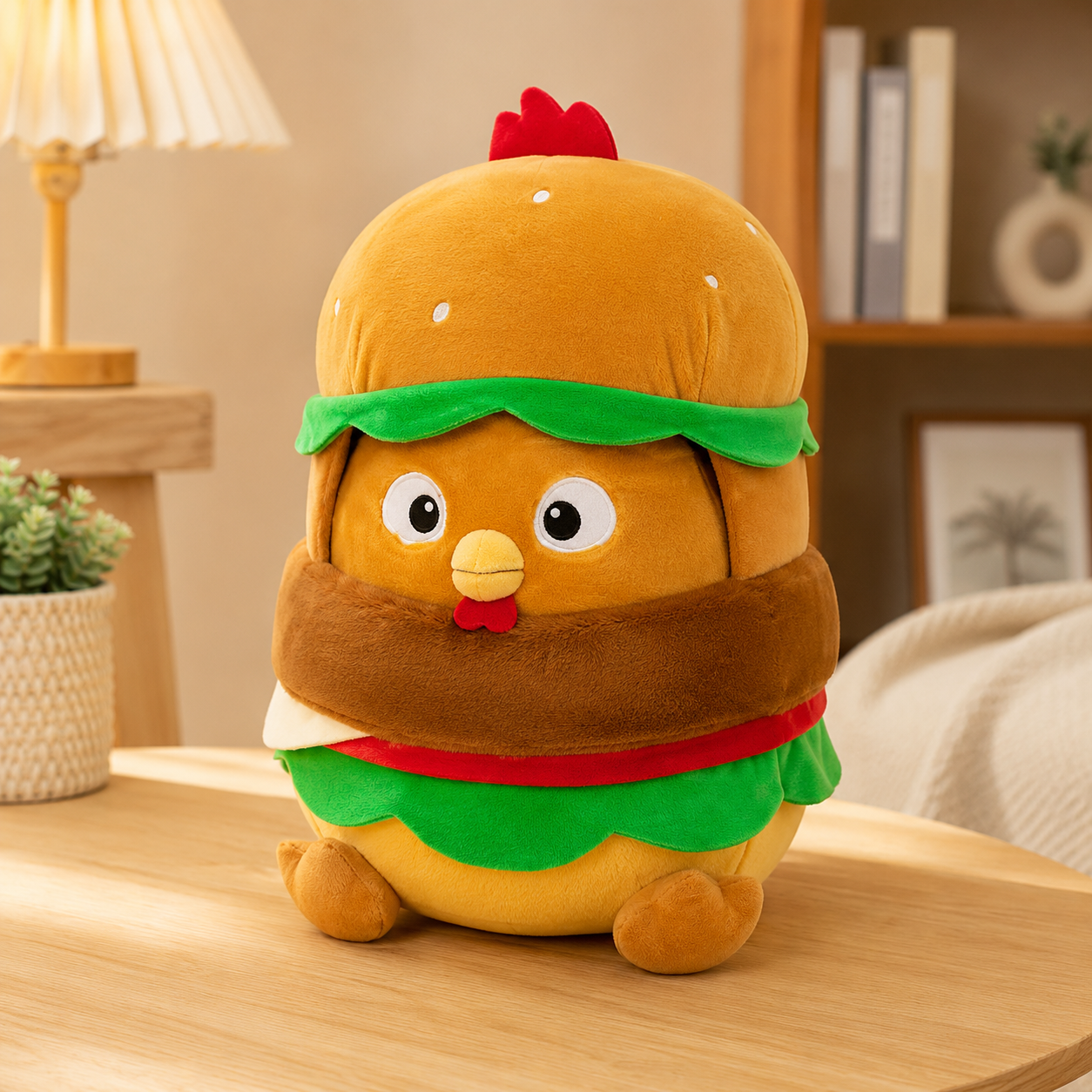 Removable Burger Hat Chicken Plush