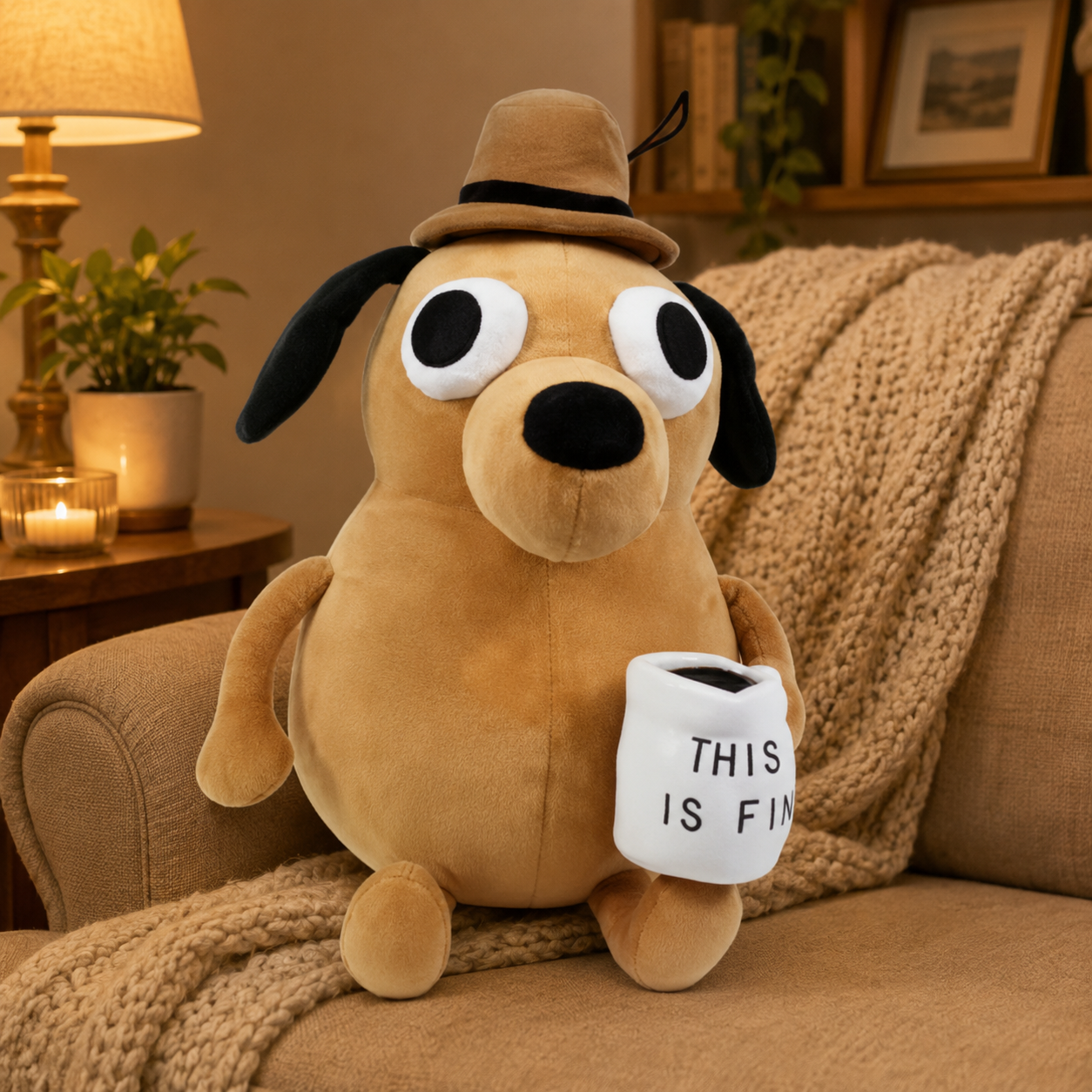 This Is Fine Coffee Dog Plush